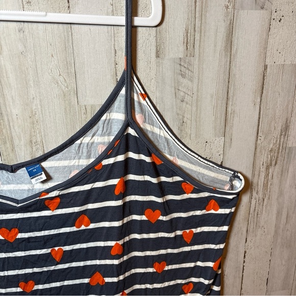 Sunday Sleep Tank From Old Navy Blue Stripe With Orange Hearts 4X - Picture 5 of 16